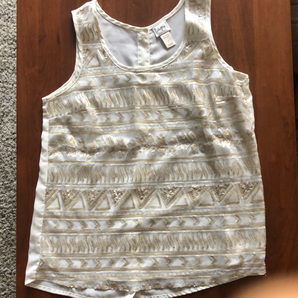 Sequin tank top with button up back